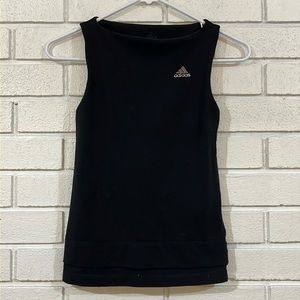 Adidas High Neck Cropped Fit Black Tank Top
